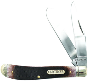 Old Timer 94OTB Old Timer Gunstock Trapper 3.03" Clip Point/Spey Plain Mirrored 9Cr14MoV SS Sawcut Bone With Nickel Silver Bolsters Handle Folding