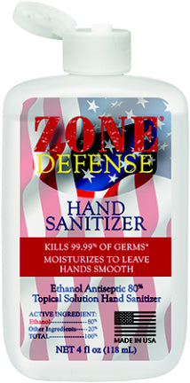 ZONE DEFENSE HAND SANITIZER 4 OZ